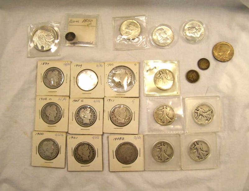 Appraisal: Misc Coin Lot Includes - Half dime - Barber halves