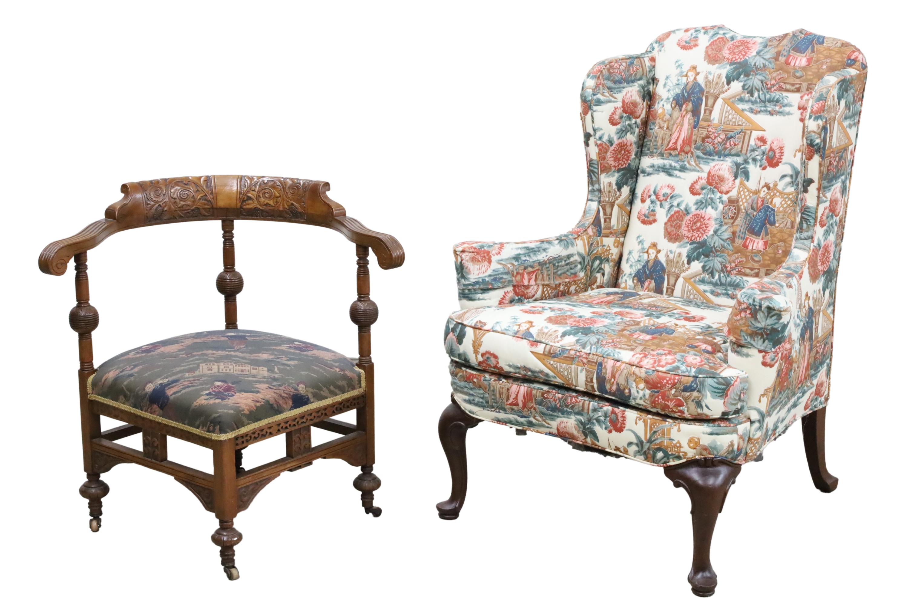 Appraisal: PIECE LOT OF SEATING Including a Queen Anne style wingback