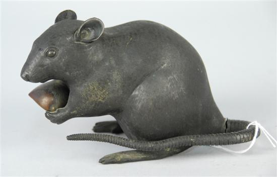 Appraisal: JAPANESE BRONZE FIGURE OF A RAT signed length inches Condition