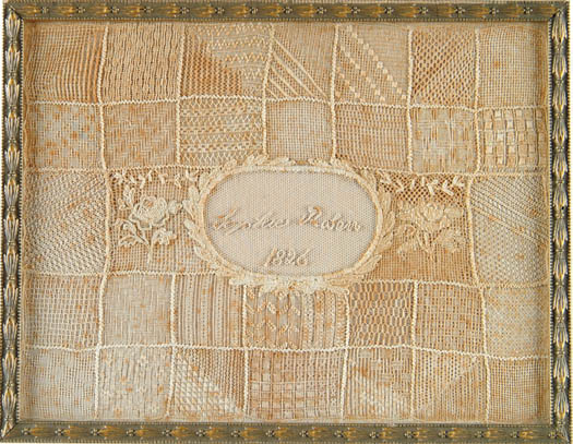 Appraisal: INTERESTING NEEDLEWORK LACE SAMPLER BY SOPHIE RABEN Rectangular piece of