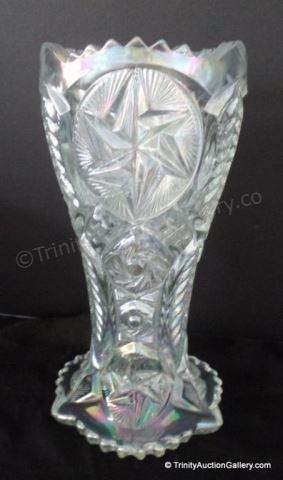 Appraisal: Smith Glass Nortec White Carnival Glass Vase Produced by L