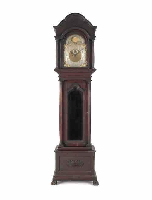 Appraisal: Mahogany tall case clock ca with brass face works h