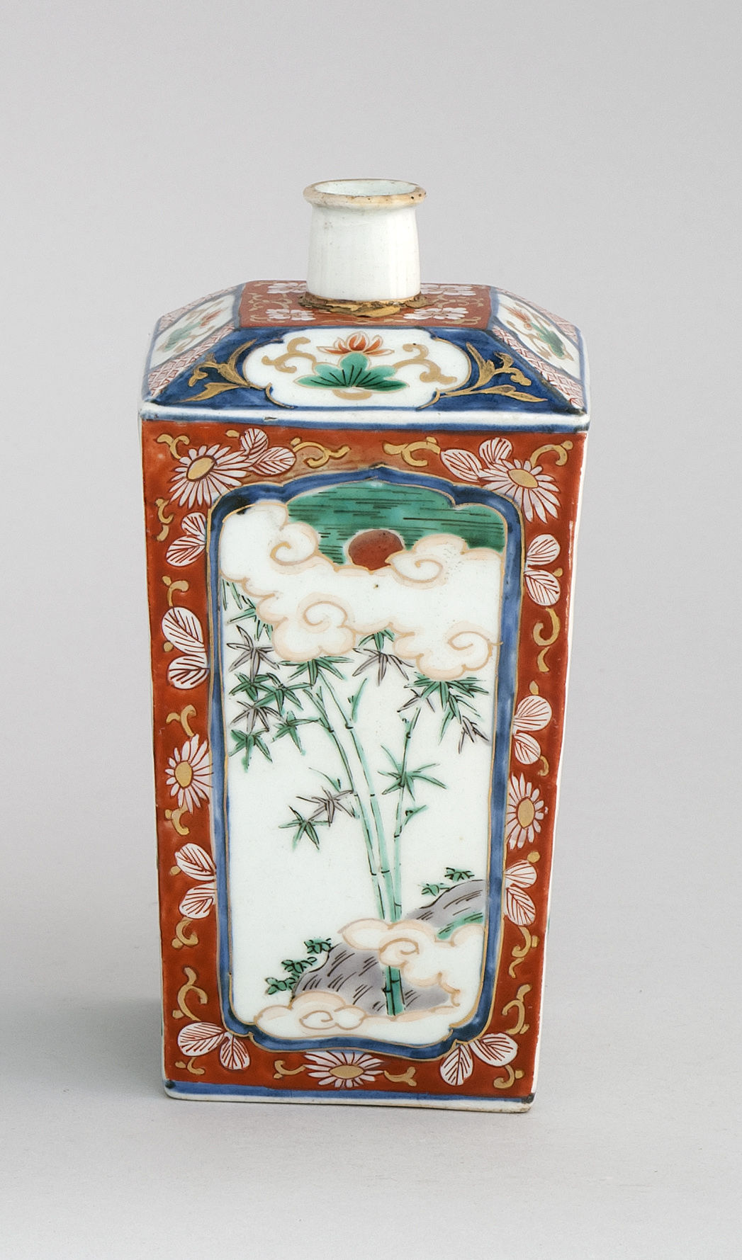 Appraisal: IMARI PORCELAIN TOKKURI th CenturyIn rectangular form with landscape and