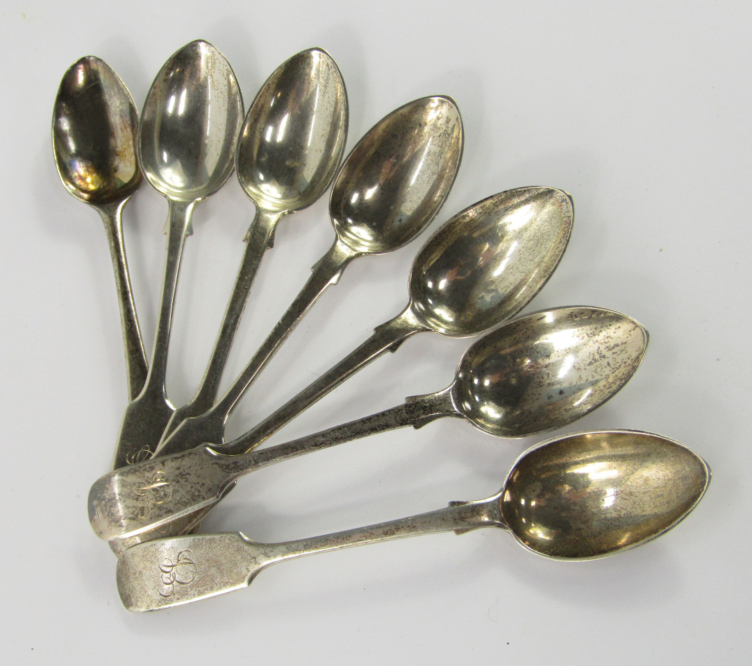 Appraisal: A set of six Victorian silver teaspoons monogram engraved Holland