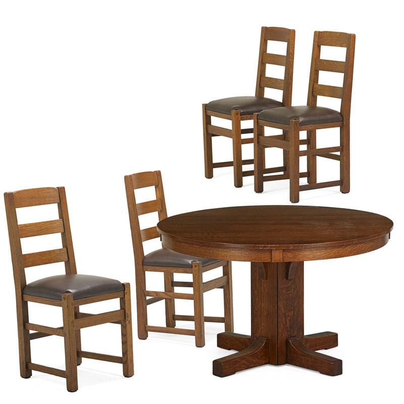 Appraisal: LIMBERT Table and four dining chairs Condition Report Table Refinished