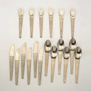 Appraisal: Austrian Modern Flatware Set for Six Austrian Modern Stainless Steel