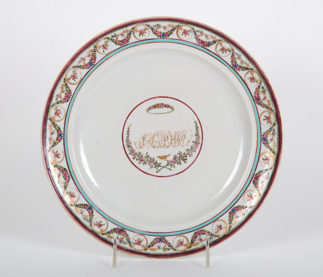 Appraisal: Chinese Export Famille Rose marriage plate floral swag borders and