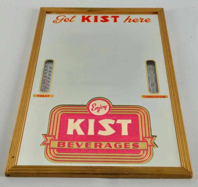 Appraisal: Kist Thermometer Barometer Mirror Sign Description s Barometer tube is