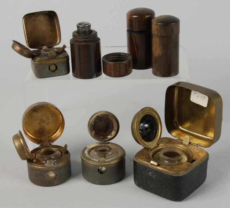 Appraisal: Lot of Travelling Inkwells Condition Excellent Size Largest - T