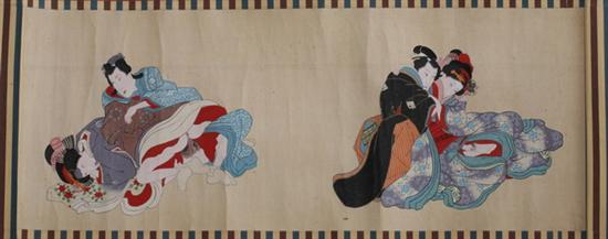 Appraisal: UTAGAWA SCHOOL Japanese Edo Meiji period EROTIC SCENES seven ink