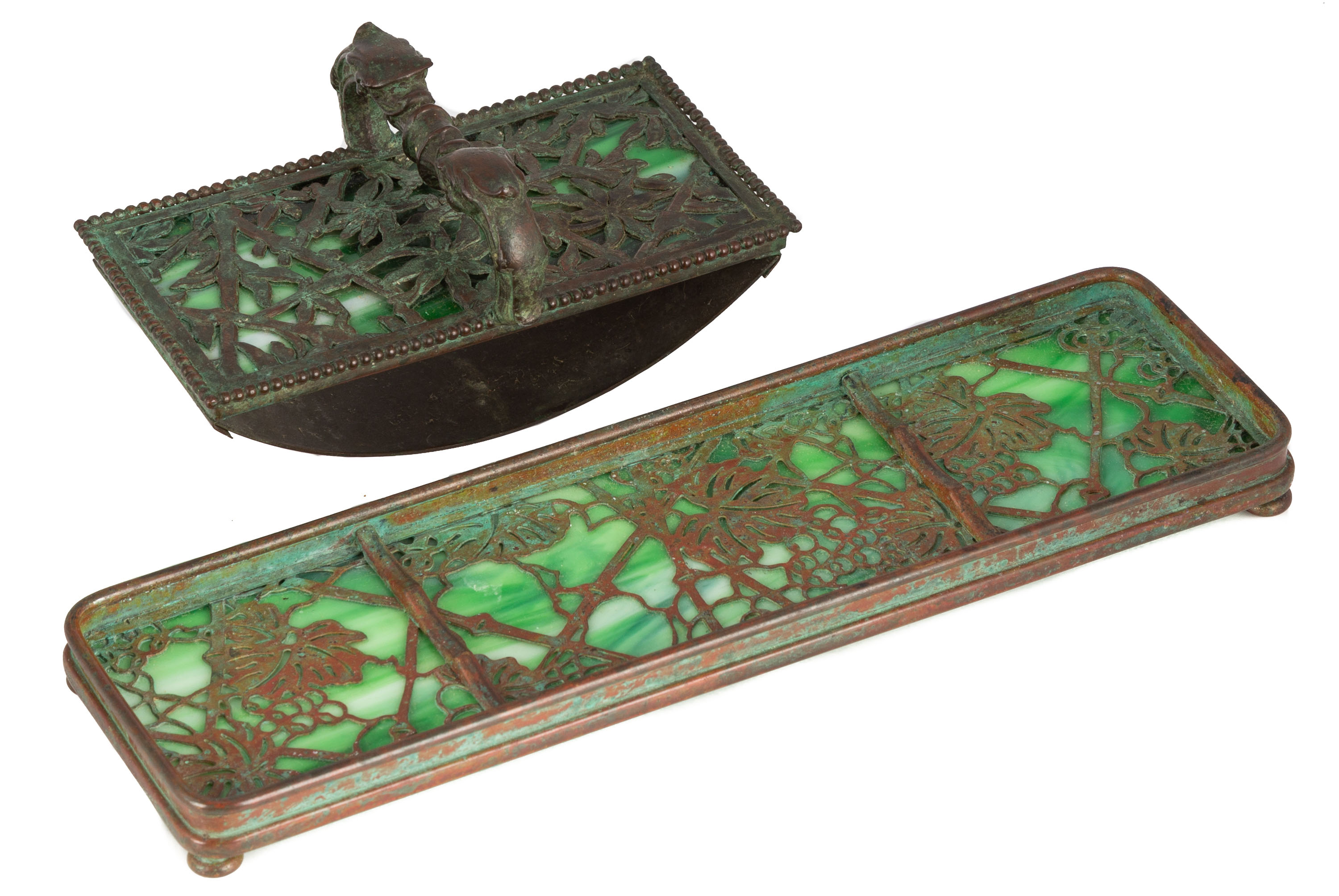 Appraisal: TIFFANY STUDIOS INK BLOTTER PEN TRAY Early th century Bronze