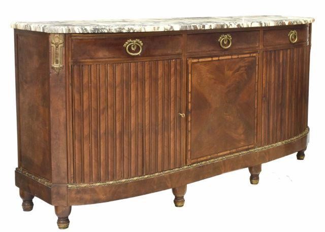 Appraisal: French Louis XVI style marble-top mahogany sideboard Maison Krieger Paris