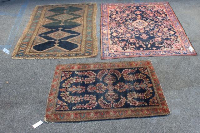 Appraisal: Antique Persian Scatter Carpet Lot Includes three carpets From an