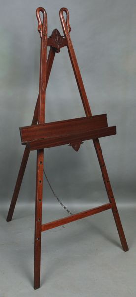 Appraisal: Carved Victorian easel with swan heads EST