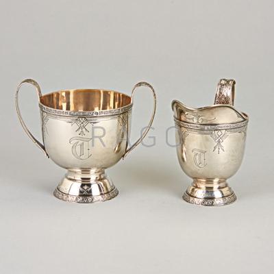 Appraisal: TIFFANY CO CREAM AND SUGAR SERVICE - Neoclassical silver incised