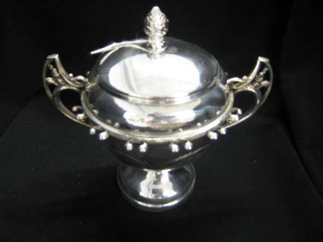 Appraisal: Victorian Silverplate Sugar Bowl with spoon holder rim