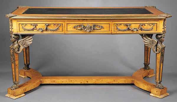 Appraisal: An Empire-Style Maple and Gilt Bronze-Mounted Bureau Plat the top