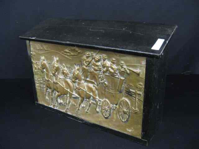 Appraisal: Brass Metal Mailbox horse carriage decor