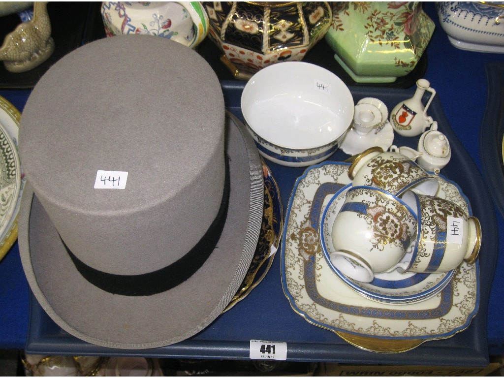 Appraisal: Lot comprising a top hat assorted gilded plates Meito teawares