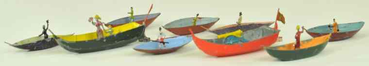 Appraisal: ASSORTED EARLY HAND PAINTED TIN BOATS Germany small scale tin