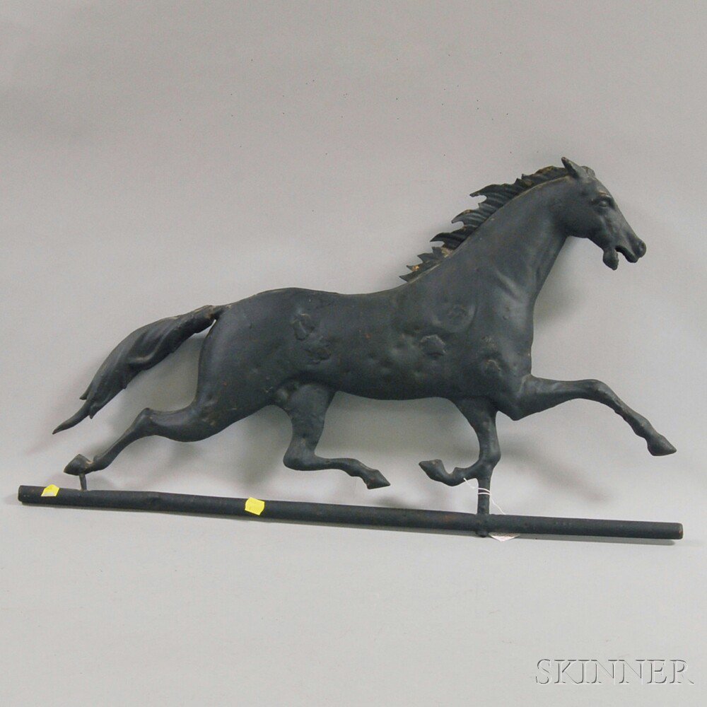 Appraisal: Molded Zinc Running Horse Weathervane th century full-body figure with