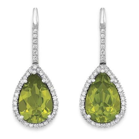 Appraisal: Pair of Peridot and Diamond Pendant-Earrings Estimate -