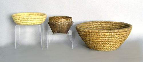 Appraisal: Rye straw basket h dia together with a coiled bowl