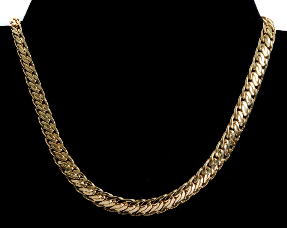 Appraisal: LARGE K YELLOW GOLD CURB CHAIN NECKLACELarge Italian k yellow