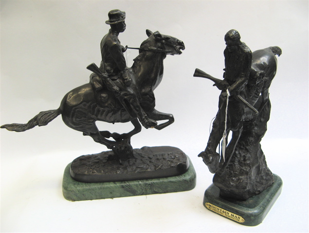 Appraisal: TWO BRONZE SCULPTURES AFTER FREDERIC REMINGTON American - Trooper of