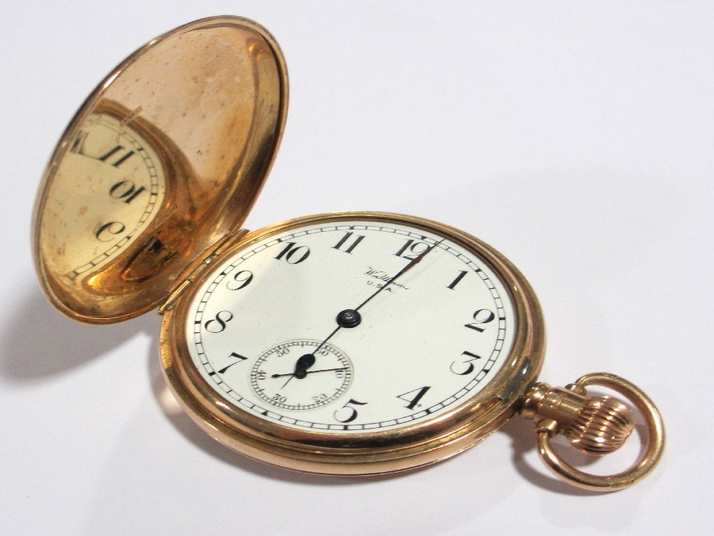 Appraisal: A Waltham ct gold cased full hunter pocket watch hallmarked