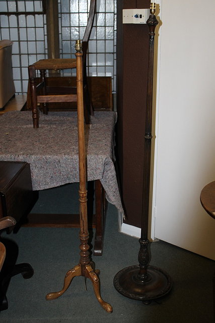 Appraisal: A PITCH PINE STANDARD LAMP with fluted column and tripod