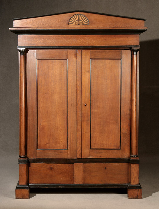 Appraisal: Biedermeier Parcel Ebonized Oak Armoire Circa - Height - in