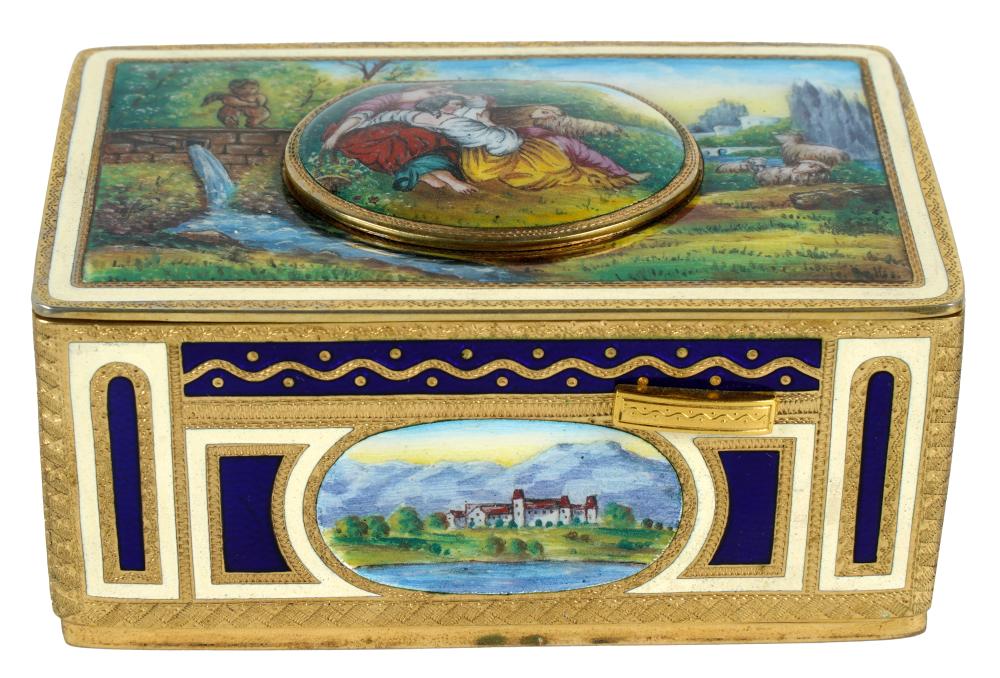 Appraisal: AUSTRIAN GILT ENAMEL SINGING BIRD BOXunsigned Condition working condition unknown