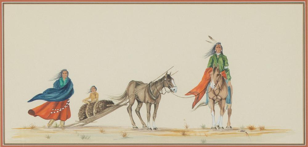 Appraisal: HARVEY PRATT UNTITLED FAMILY Harvey Pratt Cheyenne Arapaho st Century