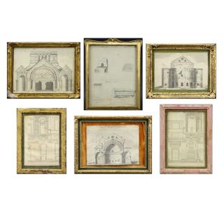 Appraisal: Grouping of Six Antique to Vintage Engravings Foxing and toning