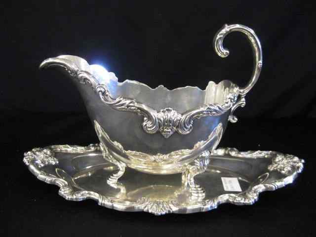 Appraisal: Silverplate Gravy Boat Underplate ''Orleans'' pattern by International footed excellent