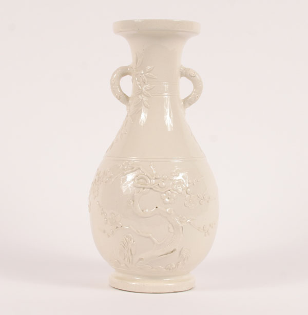 Appraisal: Blanc de chine vase Chinese ceramic with applied handles and