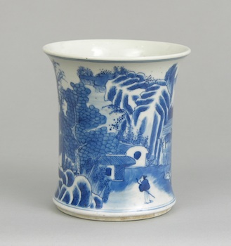 Appraisal: A Chinese Porcelain Blue White Brush Holder A Chinese porcelain