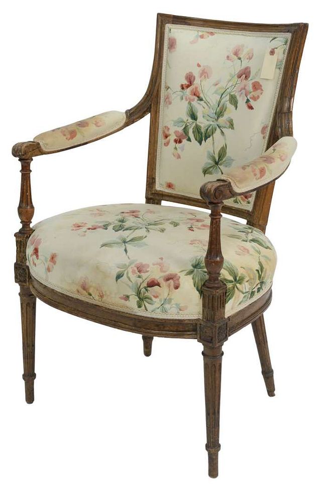 Appraisal: Louis XVI Fauteuil with molded rectangle back and rounded seat