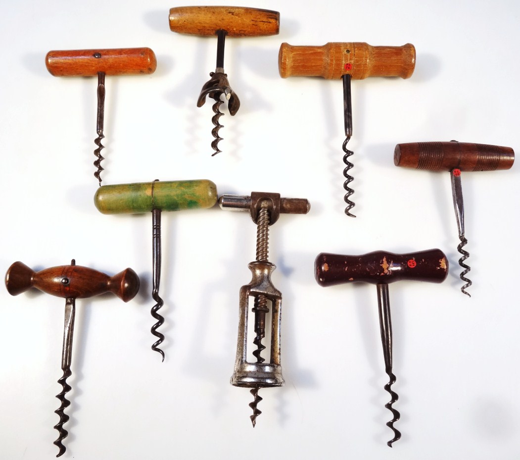 Appraisal: Various corkscrews to include one with lightwood end and plain