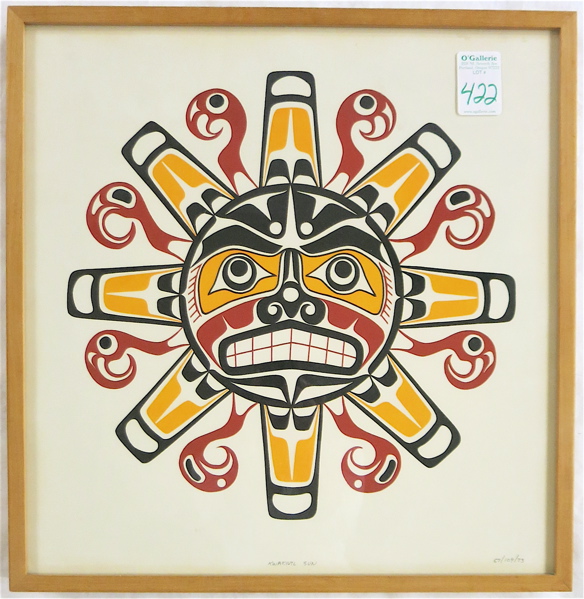 Appraisal: TONY HUNT LITHOGRAPH Canada - titled Kwakiutl Sun Image measures