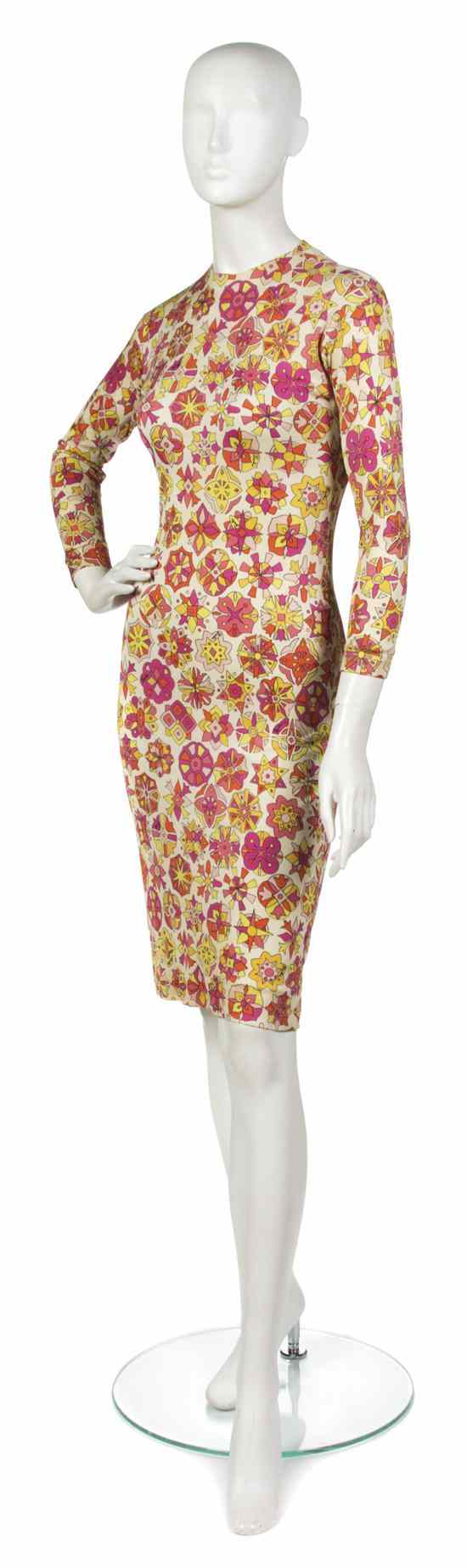 Appraisal: An Emilio Pucci Geometric Floral Print Jersey Dress Labeled Emilio