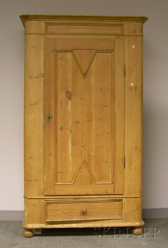 Appraisal: Continental Provincial Pine Cupboard with Drawer the interior with fixed