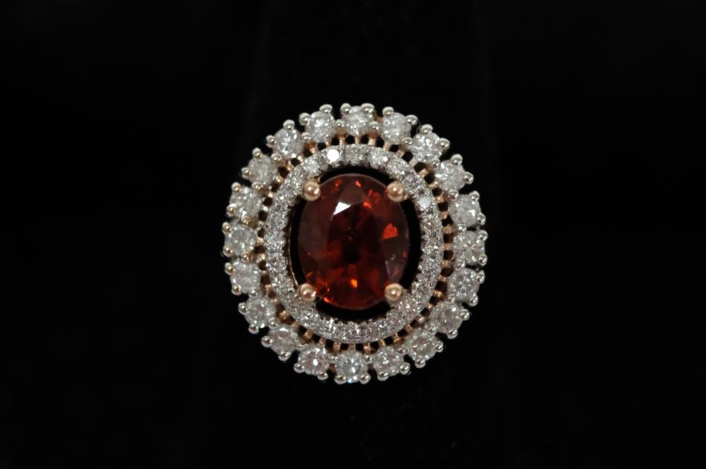 Appraisal: K RG DIAMOND GARNET RING SZ k Rose gold carat