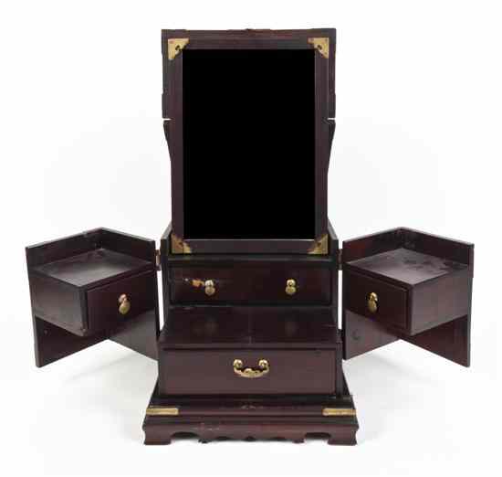 Appraisal: A Chinese Dressing Box the hinged top opening to a