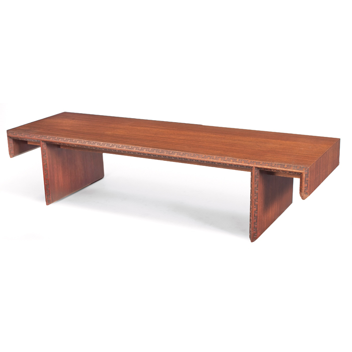 Appraisal: Frank Lloyd Wright coffee table manufactured by Heritage Henredon rectangular