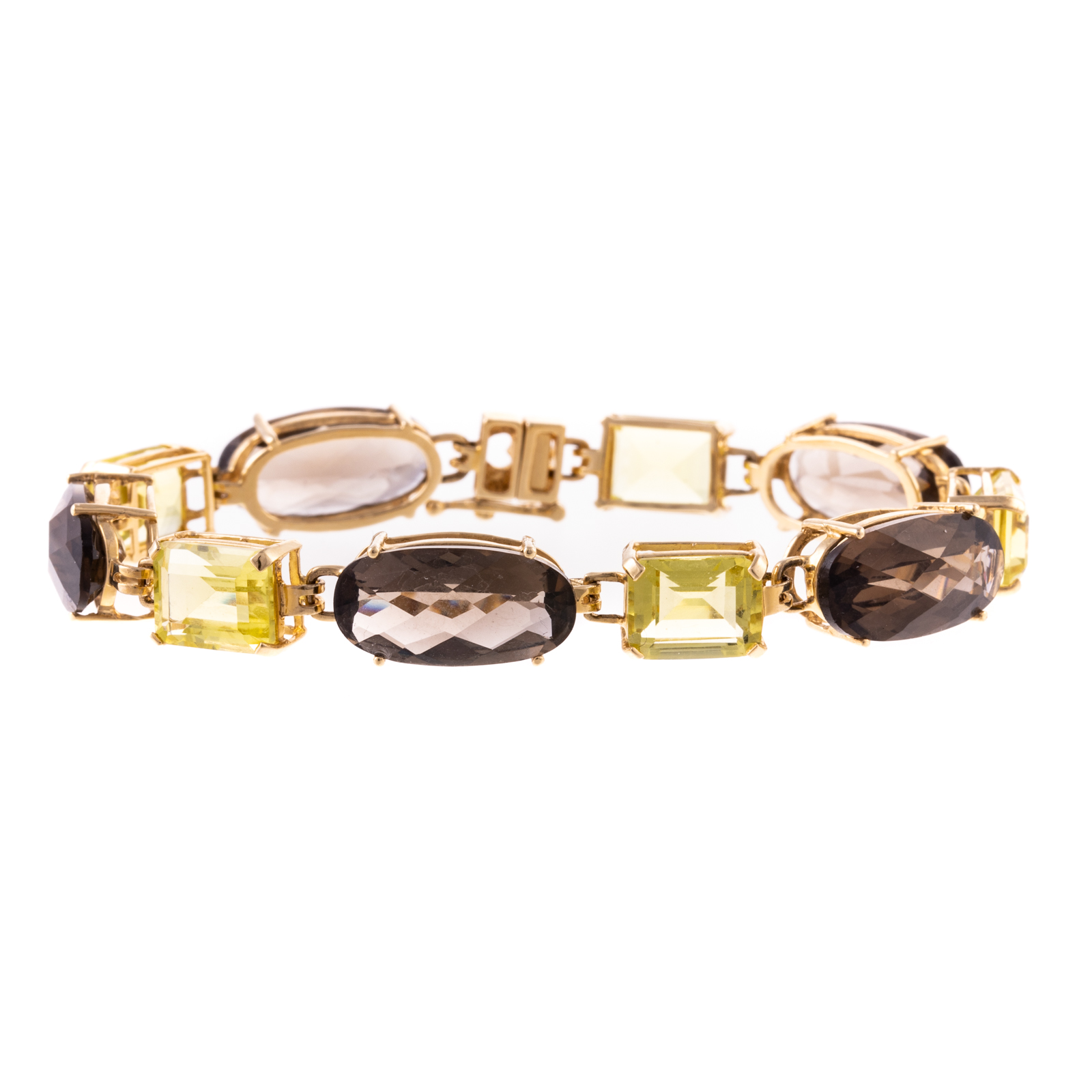 Appraisal: A SMOKY QUARTZ LEMON CITRINE BRACELET IN K K yellow