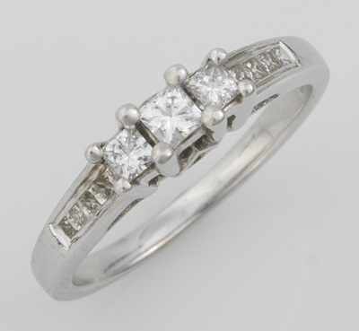 Appraisal: A Ladies' Princess Cut Diamond Ring k white gold ring