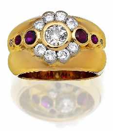 Appraisal: An ct gold cluster ring with nine bezel set round