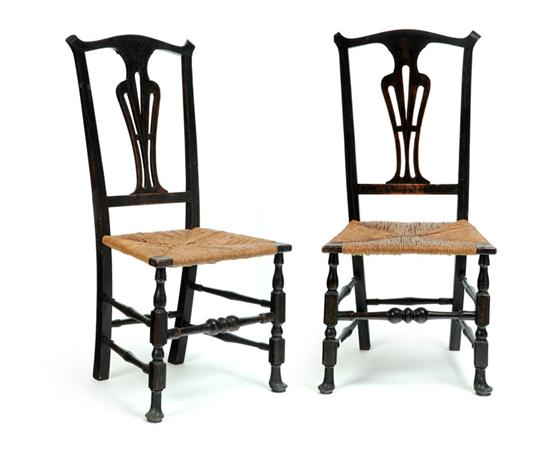 Appraisal: PAIR OF DECORATED CHIPPENDALE SIDE CHAIRS New England ca mixed